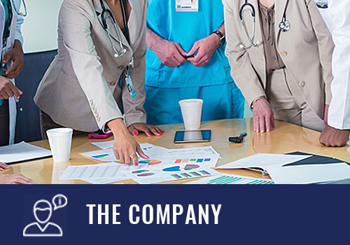 Medical professionals reviewing medical billing with "The Company"