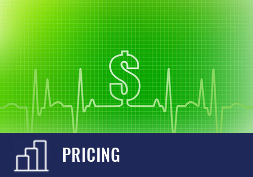 Green line chart with a $ sign and the word "Pricing"